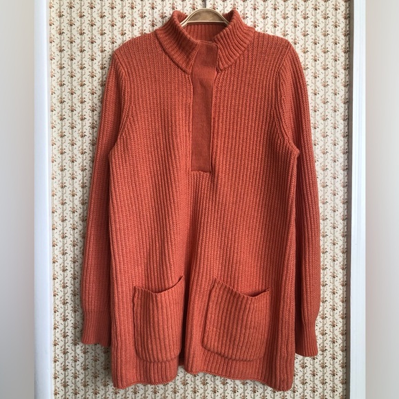 Soft Surroundings Highland Tunic Rib-Knit Coral Sweater | Medium - Picture 3 of 7